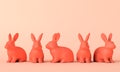 Cute easter bunnny background. Line of colourful rabbits. 3D Rendering Royalty Free Stock Photo