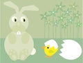 Cute Easter bunny and chick