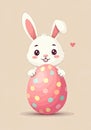 Cute Easter Bunny with Colorful Egg and Heart on Pastel Background. Easter concept Royalty Free Stock Photo