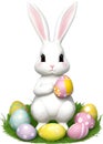 A cute Easter bunny with egg clipart. Royalty Free Stock Photo