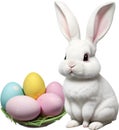 A cute Easter bunny with egg clipart. Royalty Free Stock Photo