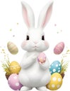 A cute Easter bunny with egg clipart. Royalty Free Stock Photo