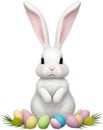 A cute Easter bunny with egg clipart. Royalty Free Stock Photo