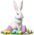 A cute Easter bunny with egg clipart. Royalty Free Stock Photo