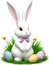 A cute Easter bunny with egg clipart. Royalty Free Stock Photo