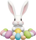A cute Easter bunny with egg clipart. Royalty Free Stock Photo