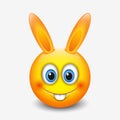 Cute Easter bunny emoticon, emoji - vector illustration