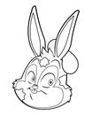Cute easter bunny portrait artist isolated black and white