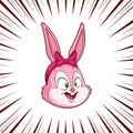 Cute easter bunny portrait comic panel effect background