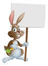 Cute Easter bunny rabbit carrot sign Royalty Free Stock Photo