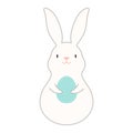 Cute Easter bunny, rabbit, hare holding egg cartoon character illustration. Royalty Free Stock Photo