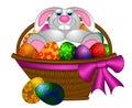 Cute Easter Bunny Rabbit Laying in Egg Basket