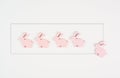 Cute easter bunny or rabbit in a row, loading bar for spring holiday, pastel color, minimal greeting card Royalty Free Stock Photo