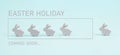 Cute easter bunny or rabbit in a row, loading bar for spring holiday, pastel color, minimal greeting card Royalty Free Stock Photo
