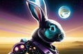 Cute Easter bunny Robot in unique Landscapes. Happy easter day. Cute bunny AI Generated Royalty Free Stock Photo