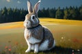Cute Easter bunny Robot in unique Landscapes. Happy easter day. Cute bunny AI Generated Royalty Free Stock Photo
