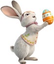 Easter bunny with colorful eggs celebrates spring. Royalty Free Stock Photo