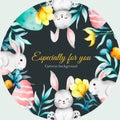 cute easter with bunny template card design for background Royalty Free Stock Photo