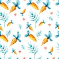 cute easter carrot seamless pattern design for background