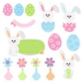 Cute Easter cartoon on white background Royalty Free Stock Photo