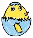 Cute Easter Chick Childs Drawing Royalty Free Stock Photo