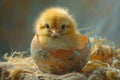 Cute easter chick in an easter egg shell Royalty Free Stock Photo