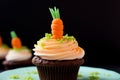 Cute Easter cupcake with carrot decoration Royalty Free Stock Photo