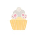 Cute Easter cupcake with rabbit. Vector illustration isolated.