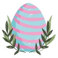 cute easter delicate egg with bracnhes decoration white background