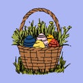 Cute Easter Egg Basket Spring Illustration Royalty Free Stock Photo