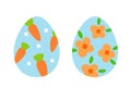 Geometric patterned Easter eggs clipart set. Colorful Easter eggs flat vector illustration. Royalty Free Stock Photo