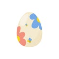 A cute easter egg, with flowers and bees. On white isolated background