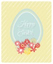 Cute Easter Egg and flowers card and hand written text Happy Easter Royalty Free Stock Photo