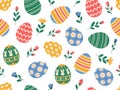 Cute Easter egg and spring flower seamless pattern.. Royalty Free Stock Photo