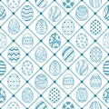 Cute Easter eggs in blue outline. Royalty Free Stock Photo