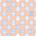 Cute Easter eggs in blue outline. Royalty Free Stock Photo