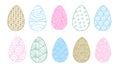 Cute easter eggs set with different colorful patterns Royalty Free Stock Photo