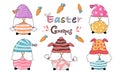 Cute easter gnomes Colorful doodle style Royalty Free Stock Photo