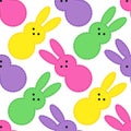 Cute Easter seamless pattern design with funny cartoon characters of bunnies