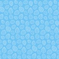 Cute pattern with outline eggs on blue for Easter Royalty Free Stock Photo