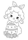 Easter Sheep with egg Coloring Page