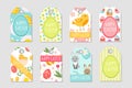 Cute Easter tags set. Labels collection with rabbit, eggs and flowers. Spring templates for your design. Vecto