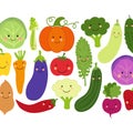 Cute Eat Veggies background with smiling cartoon characters of vegetables Royalty Free Stock Photo