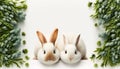 Cute eater bunnies on bright background