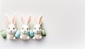 Cute eater bunnies on bright background