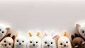 Cute eater bunnies on bright background