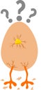 Cute egg broken with interrogations Royalty Free Stock Photo