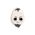 Cute egg character with emotions of suspicious, displeased face with beard