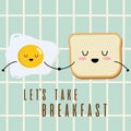 Cute egg and toast pair. Vector Royalty Free Stock Photo