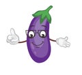 Cute eggplant character set . cartoon vector illustration.